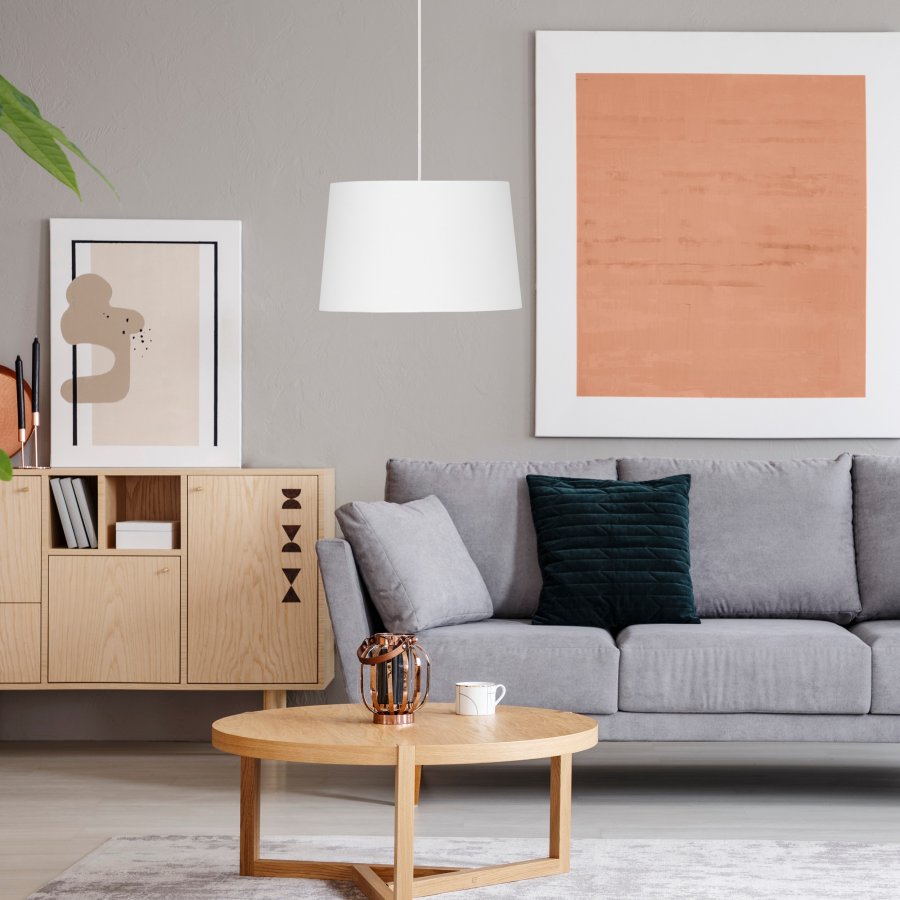 TK Maja loftlampe - hvid stof og hvid plastik