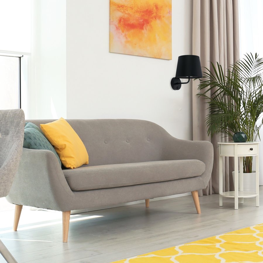 TK Maja vglampe - sort stof og sort metal