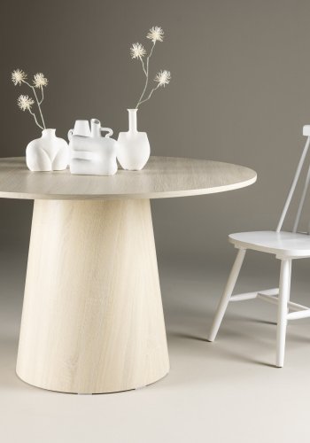 VENTURE DESIGN Lanzo spisebord, rund - hvidvasket MDF (120)