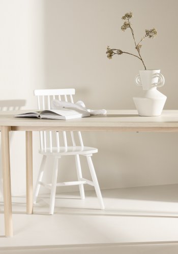 VENTURE DESIGN Andy spisebord, oval - hvidvasket MDF og stl (90x180)