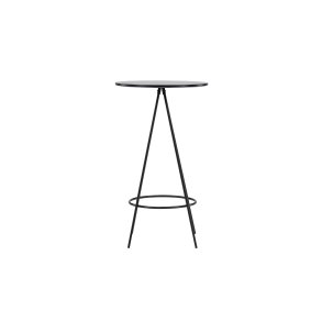 VENTURE DESIGN Bistro barbord, m. fodsttte, rund - sort finér og sort metal (60)