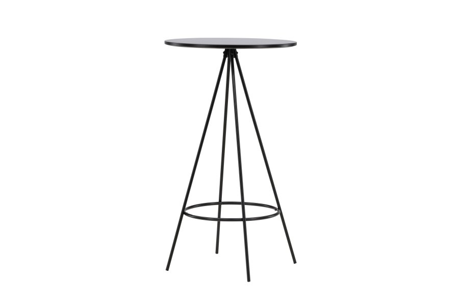 VENTURE DESIGN Bistro barbord, m. fodsttte, rund - sort finér og sort metal (60)