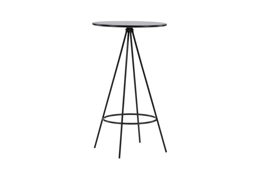 VENTURE DESIGN Bistro barbord, m. fodsttte, rund - sort finér og sort metal (60)
