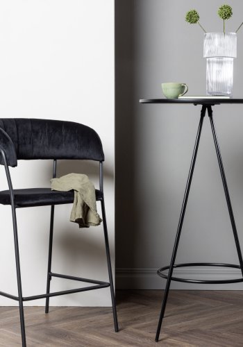 VENTURE DESIGN Bistro barbord, m. fodsttte, rund - sort finér og sort metal (60)