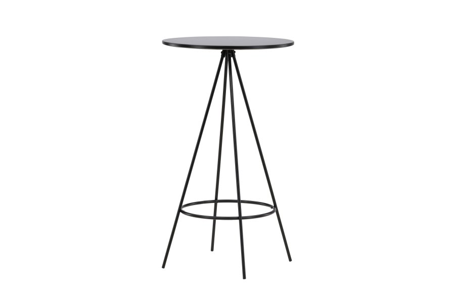VENTURE DESIGN Bistro barbord, m. fodsttte, rund - sort finér og sort metal (60)