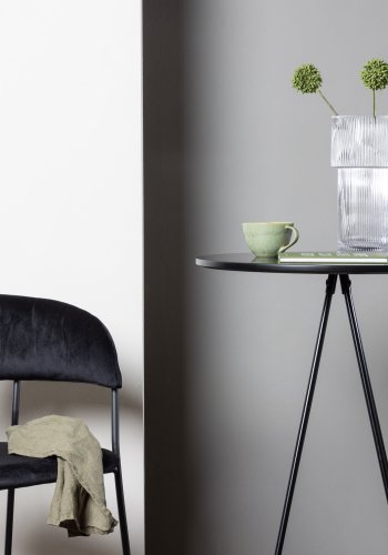 VENTURE DESIGN Bistro barbord, m. fodsttte, rund - sort finér og sort metal (60)