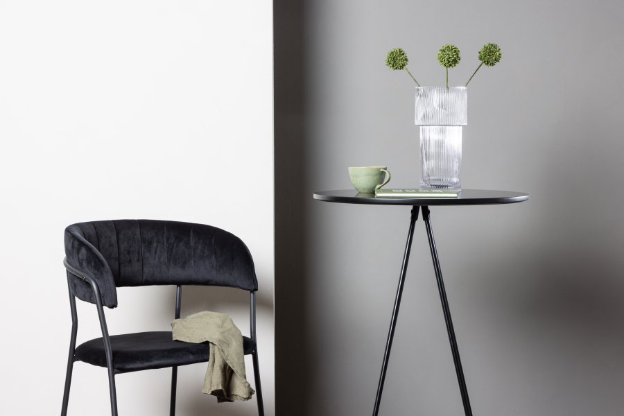 VENTURE DESIGN Bistro barbord, m. fodsttte, rund - sort finér og sort metal (60)