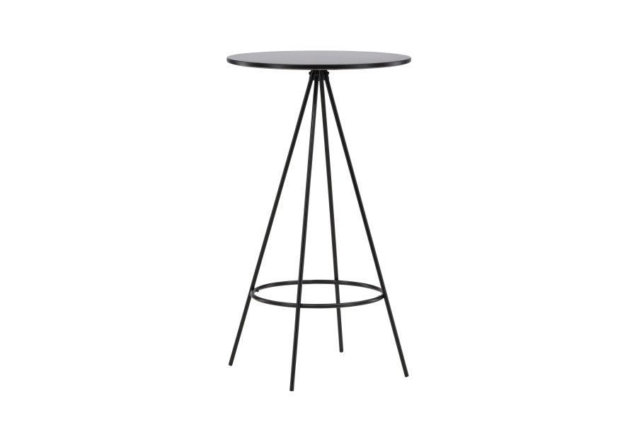 VENTURE DESIGN Bistro barbord, m. fodsttte, rund - sort finér og sort metal (60)