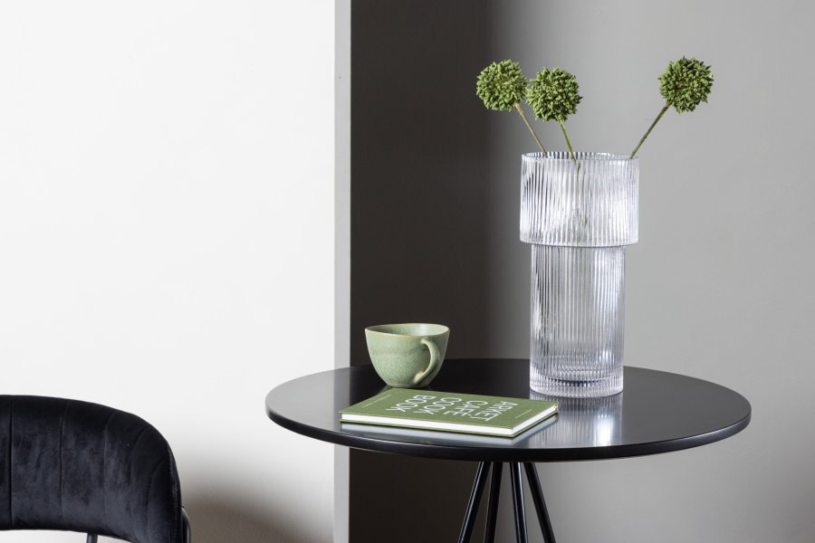 VENTURE DESIGN Bistro barbord, m. fodsttte, rund - sort finér og sort metal (60)