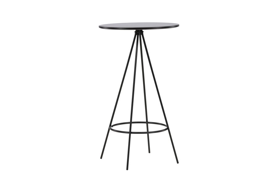 VENTURE DESIGN Bistro barbord, m. fodsttte, rund - sort finér og sort metal (60)