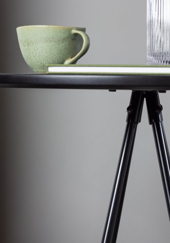 VENTURE DESIGN Bistro barbord, m. fodsttte, rund - sort finér og sort metal (60)