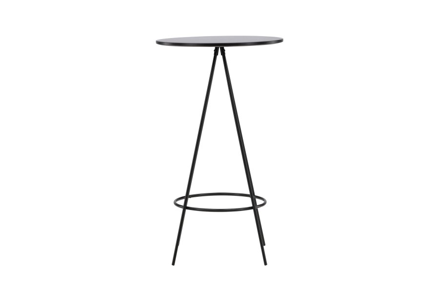 VENTURE DESIGN Bistro barbord, m. fodsttte, rund - sort finér og sort metal (60)