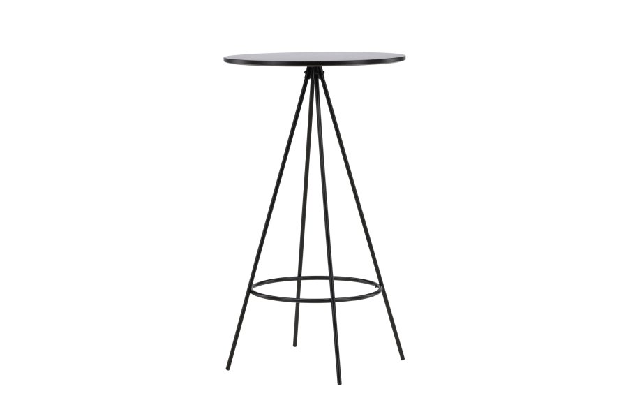 VENTURE DESIGN Bistro barbord, m. fodsttte, rund - sort finér og sort metal (60)