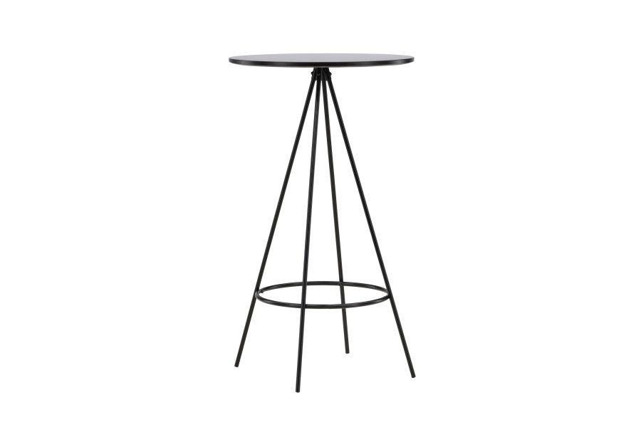 VENTURE DESIGN Bistro barbord, m. fodsttte, rund - sort finér og sort metal (60)