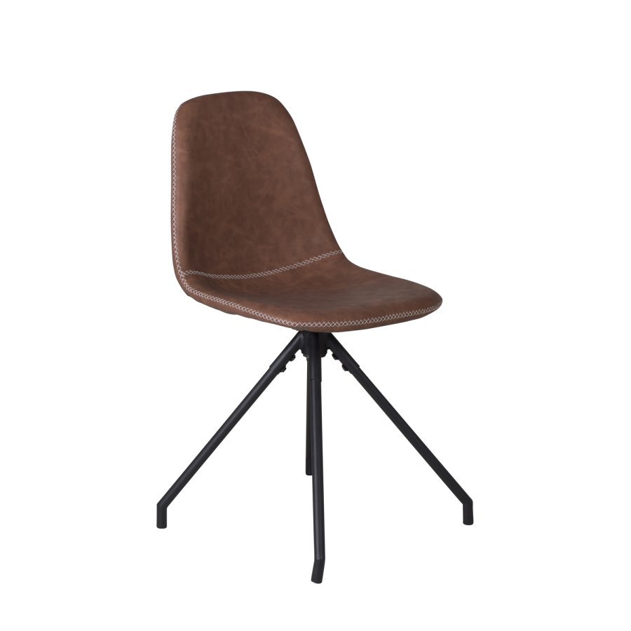 VENTURE DESIGN Polar spisebordsstol, m. drejefunktion - brun PU og sort  metal