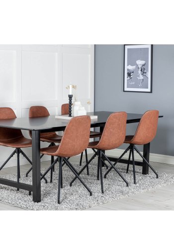 VENTURE DESIGN Polar spisebordsstol, m. drejefunktion - brun PU og sort  metal