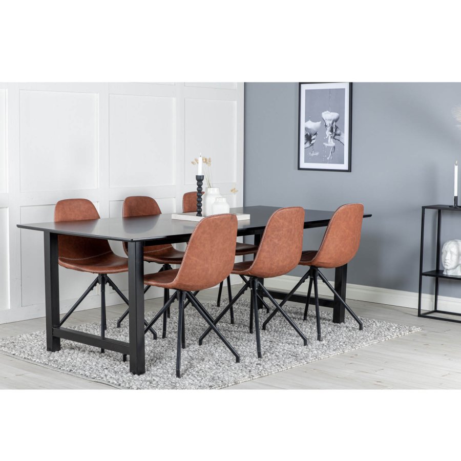 VENTURE DESIGN Polar spisebordsstol, m. drejefunktion - brun PU og sort  metal