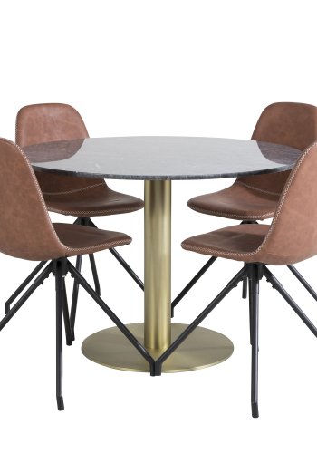 VENTURE DESIGN Polar spisebordsstol, m. drejefunktion - brun PU og sort  metal