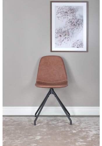VENTURE DESIGN Polar spisebordsstol, m. drejefunktion - brun PU og sort  metal