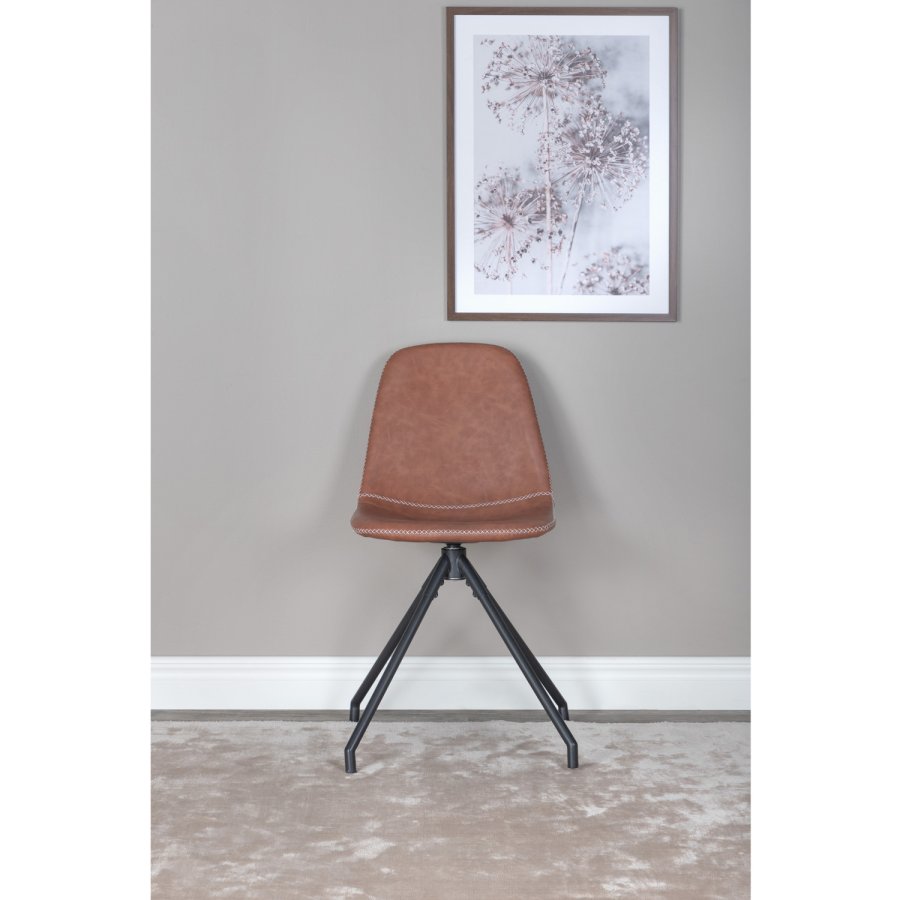 VENTURE DESIGN Polar spisebordsstol, m. drejefunktion - brun PU og sort  metal