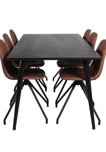 VENTURE DESIGN Polar spisebordsstol, m. drejefunktion - brun PU og sort  metal