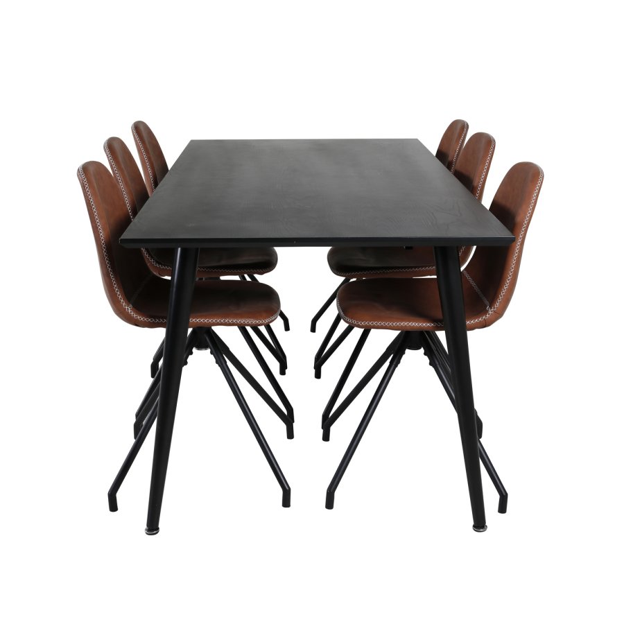 VENTURE DESIGN Polar spisebordsstol, m. drejefunktion - brun PU og sort  metal