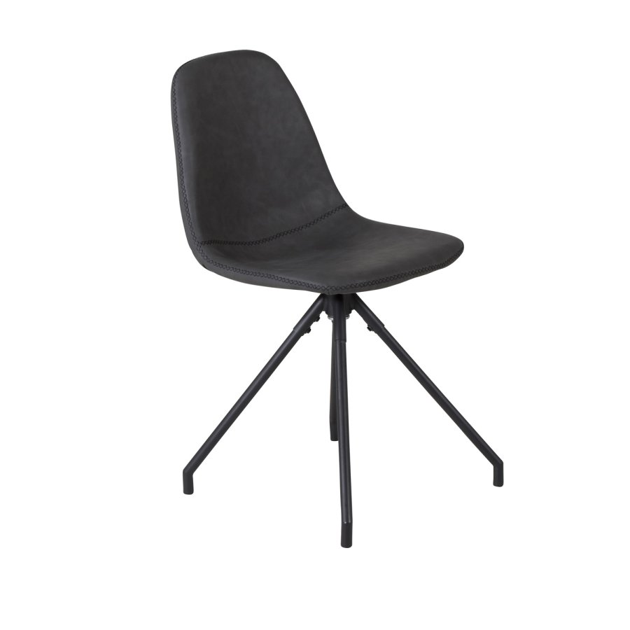 VENTURE DESIGN Polar spisebordsstol, m. drejefunktion - sort PU og sort  metal