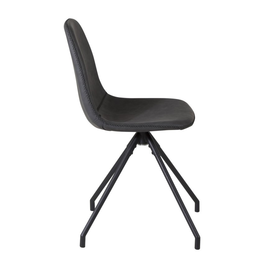 VENTURE DESIGN Polar spisebordsstol, m. drejefunktion - sort PU og sort  metal