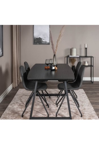 VENTURE DESIGN Polar spisebordsstol, m. drejefunktion - sort PU og sort  metal