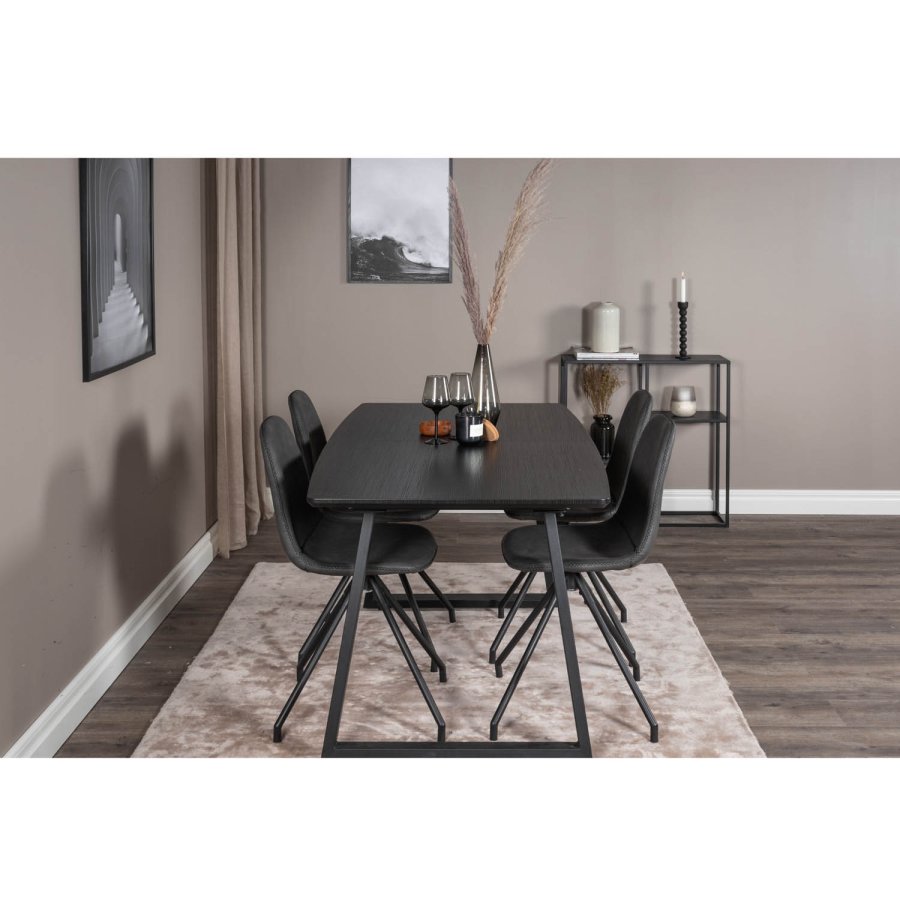 VENTURE DESIGN Polar spisebordsstol, m. drejefunktion - sort PU og sort  metal