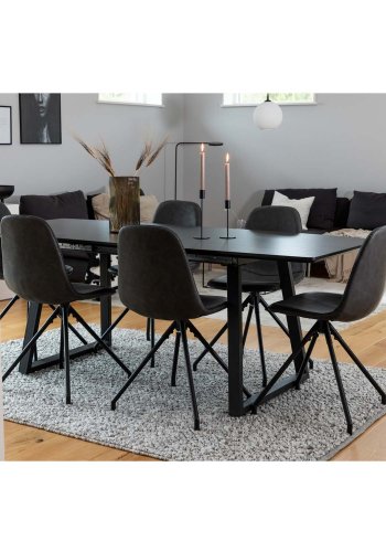 VENTURE DESIGN Polar spisebordsstol, m. drejefunktion - sort PU og sort  metal