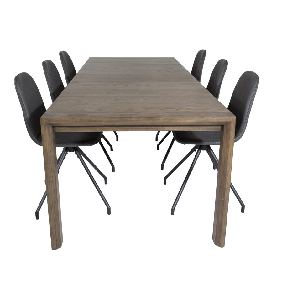 VENTURE DESIGN Polar spisebordsstol, m. drejefunktion - sort PU og sort  metal