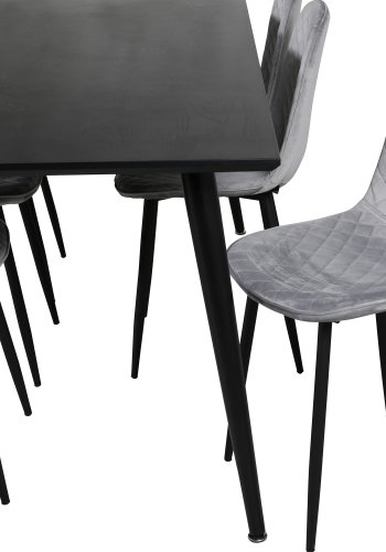 VENTURE DESIGN Polar Diamond spisebordsstol - gr velour og sort metal