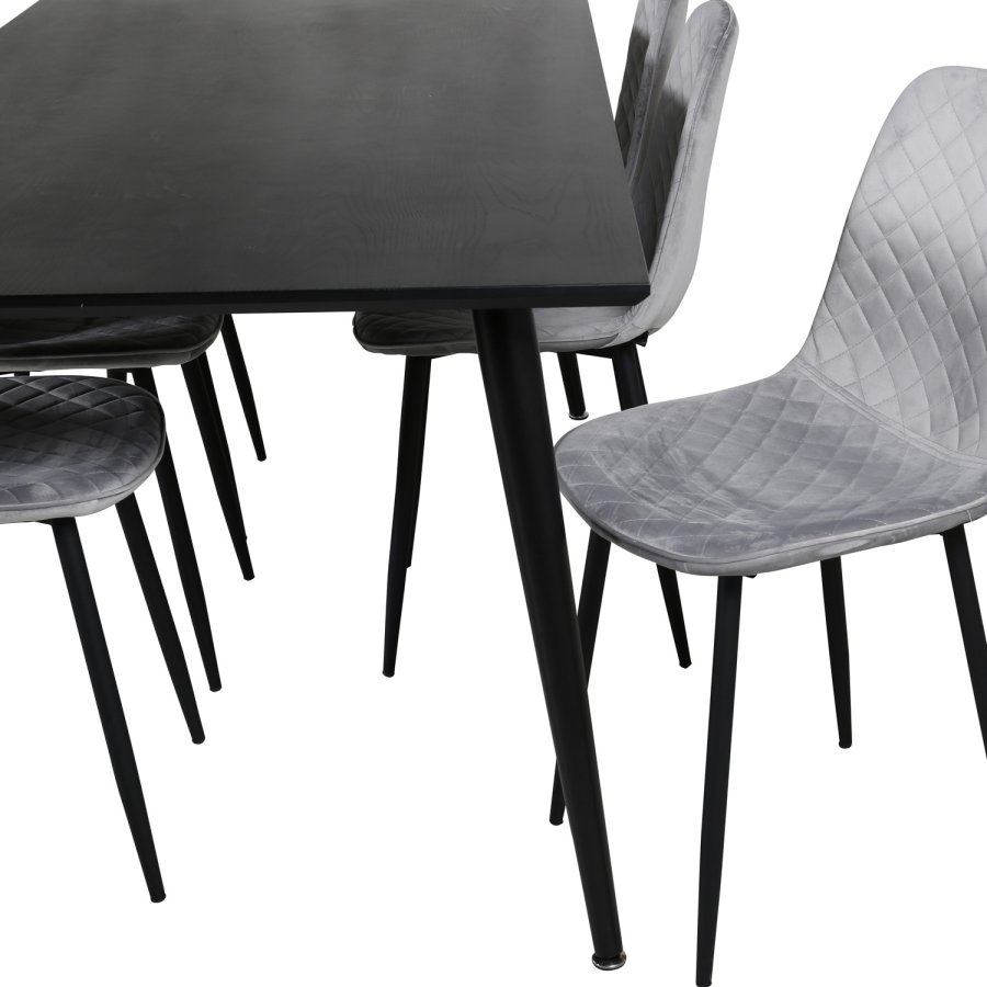 VENTURE DESIGN Polar Diamond spisebordsstol - gr velour og sort metal