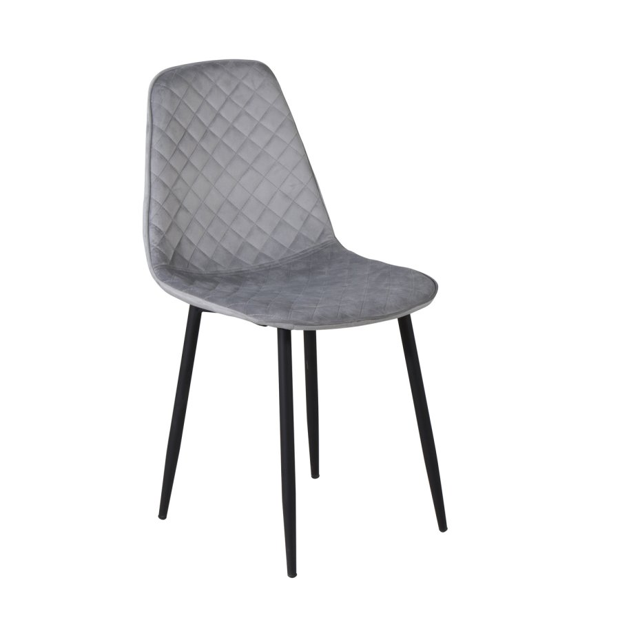 VENTURE DESIGN Polar Diamond spisebordsstol - gr velour og sort metal