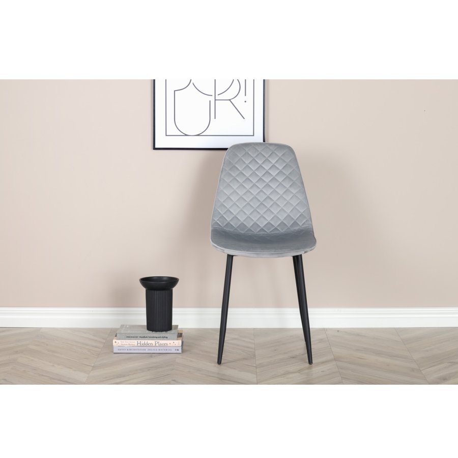 VENTURE DESIGN Polar Diamond spisebordsstol - gr velour og sort metal