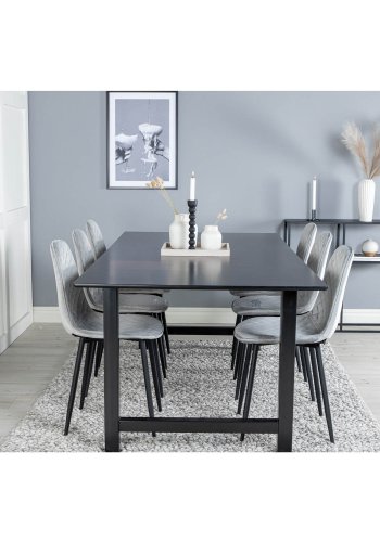 VENTURE DESIGN Polar Diamond spisebordsstol - gr velour og sort metal