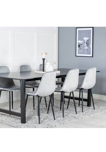 VENTURE DESIGN Polar Diamond spisebordsstol - gr velour og sort metal