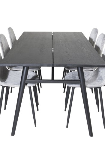 VENTURE DESIGN Polar Diamond spisebordsstol - gr velour og sort metal