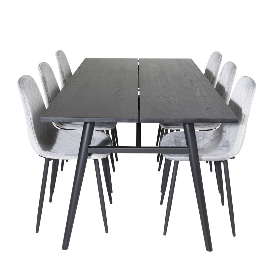 VENTURE DESIGN Polar Diamond spisebordsstol - gr velour og sort metal