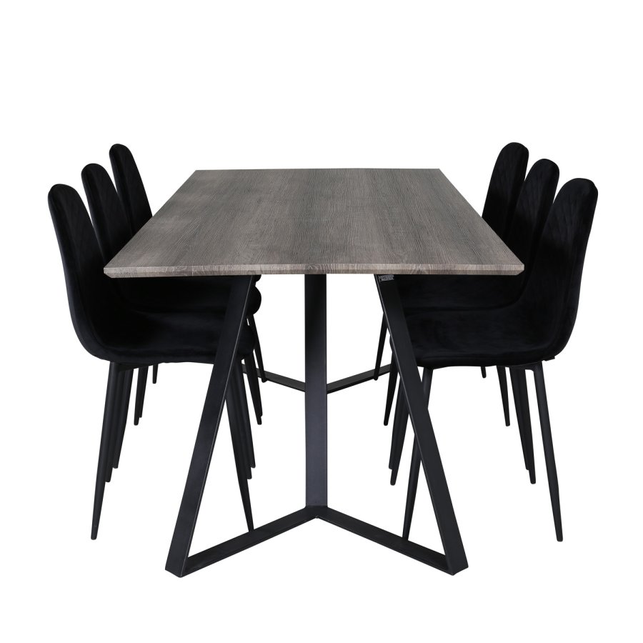 VENTURE DESIGN Polar Diamond spisebordsstol - sort velour og sort metal