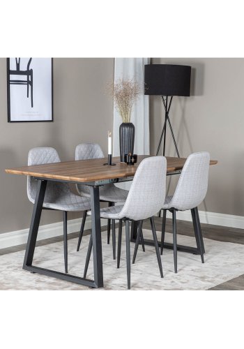 VENTURE DESIGN Polar Diamond spisebordsstol - lysegr polyester og sort metal