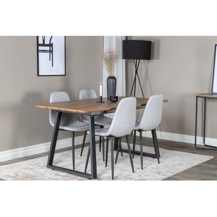 VENTURE DESIGN Polar Diamond spisebordsstol - lysegr polyester og sort metal