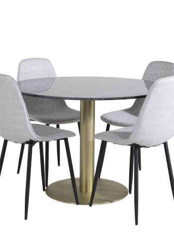 VENTURE DESIGN Polar Diamond spisebordsstol - lysegr polyester og sort metal