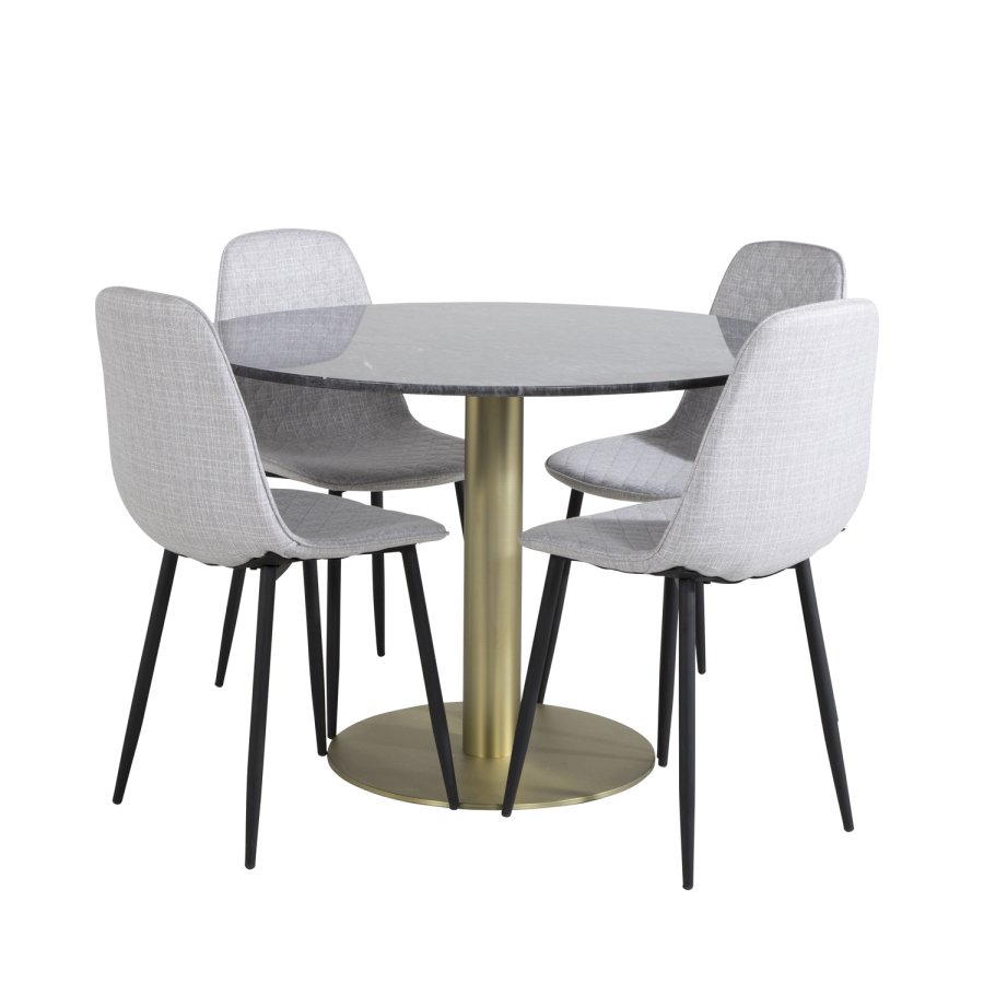 VENTURE DESIGN Polar Diamond spisebordsstol - lysegr polyester og sort metal