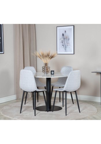 VENTURE DESIGN Polar Diamond spisebordsstol - lysegr polyester og sort metal