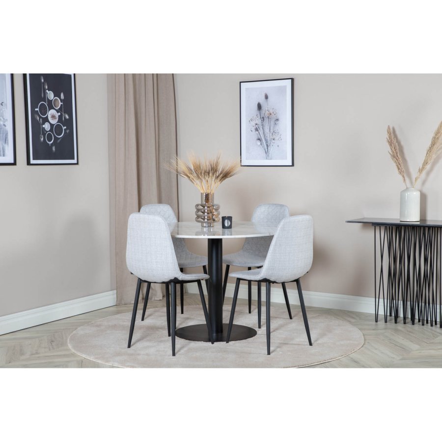 VENTURE DESIGN Polar Diamond spisebordsstol - lysegr polyester og sort metal