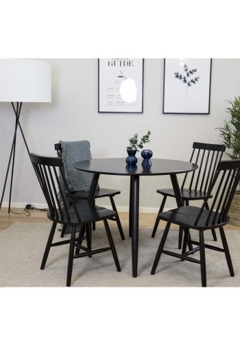 VENTURE DESIGN Lönneberga spisebordsstol - sort gummitr