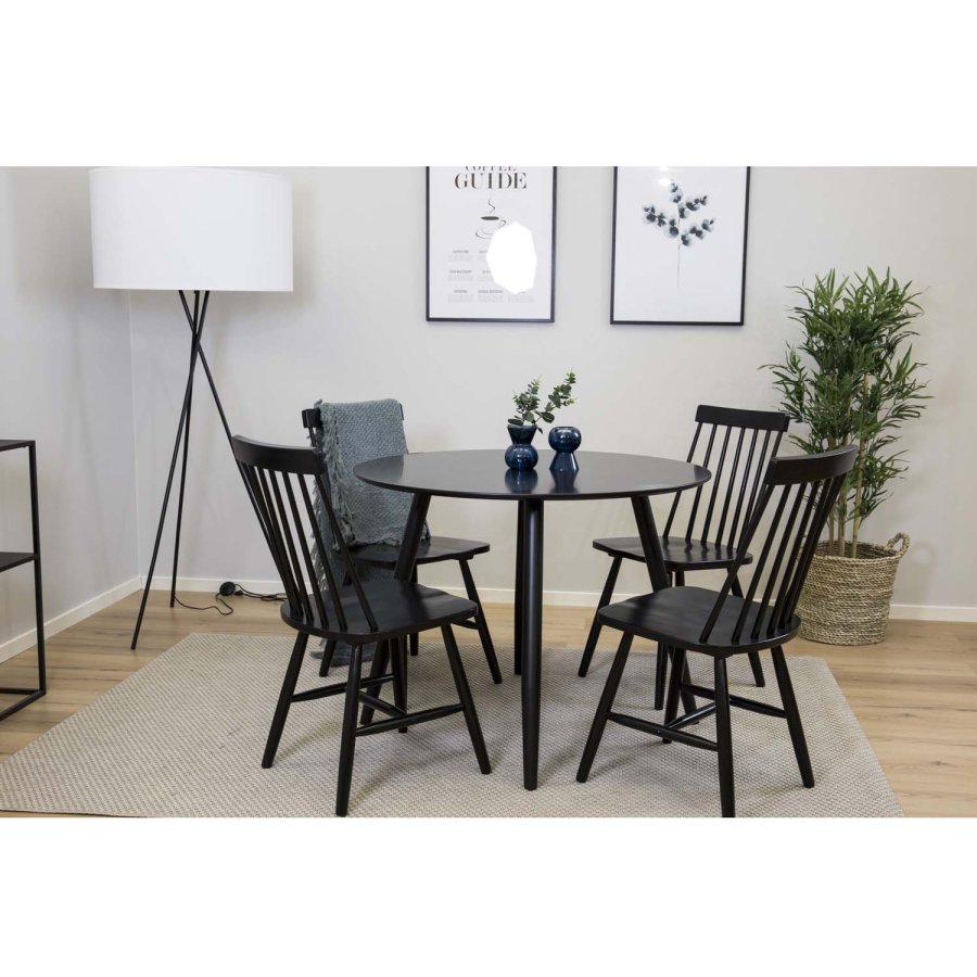 VENTURE DESIGN Lönneberga spisebordsstol - sort gummitr