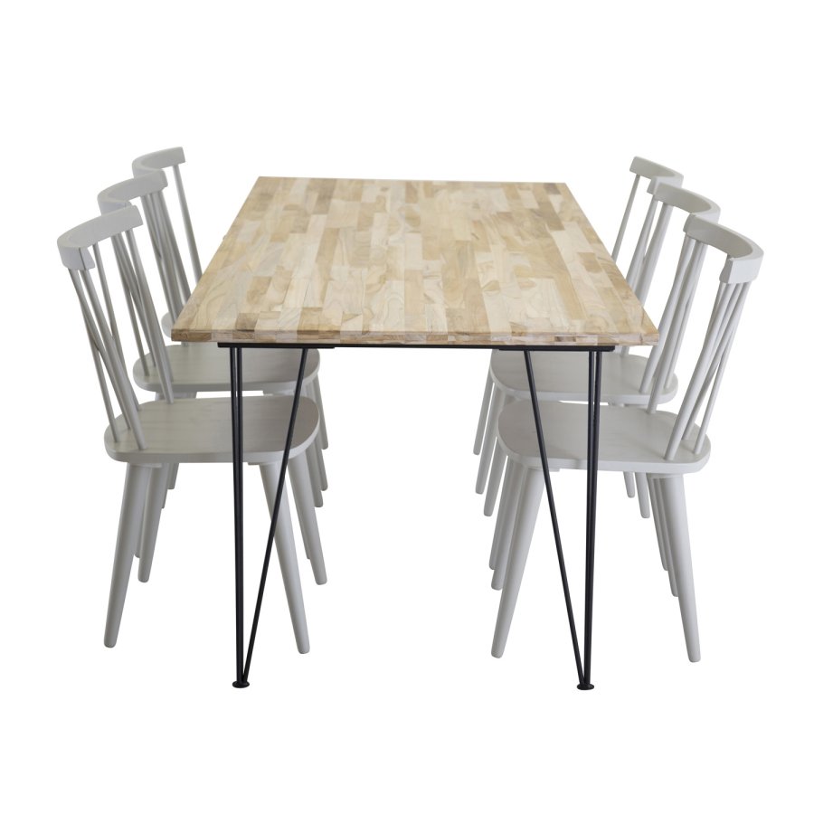 VENTURE DESIGN Mariannelund spisebordsstol - gr gummitr